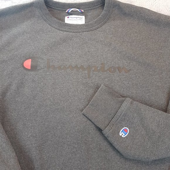 CHAMPION Sweatshirt Unisex Large US L Champion Crewneck Sweatshirt Gray Grey - Picture 7 of 13